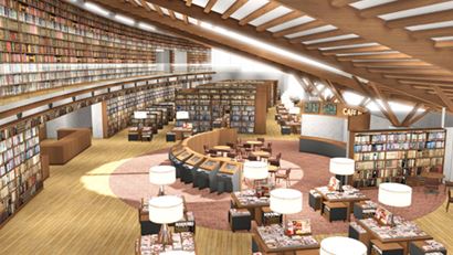 武雄市市立図書館の内部、新築してオープン。