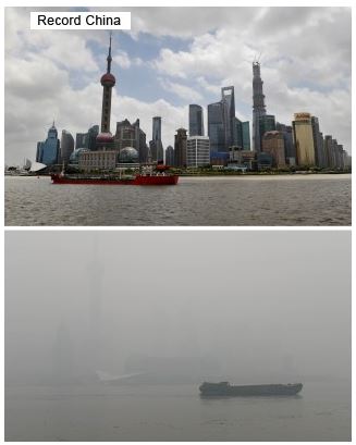 上海シンボルのＴＶ塔が微かに見える。